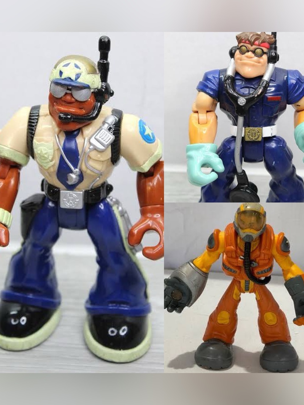 Vintage Fisher Price Rescue Heroes Action Figures Lot of 3 1999-2002 Mattel